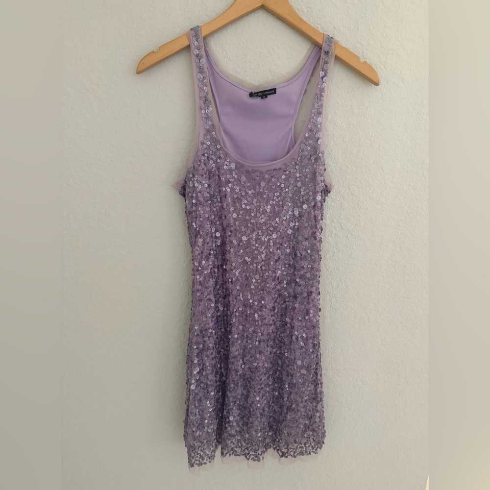 Body Language Paris Cocktail  Bodycon Sequin Sparkle Allover Purple Dress Size S